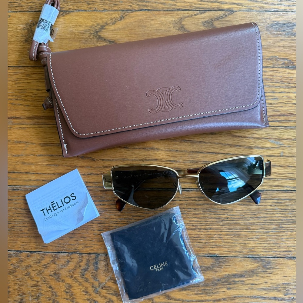 Celine Triomphe cat eye gold metal sunglasses - Picture 3 of 14